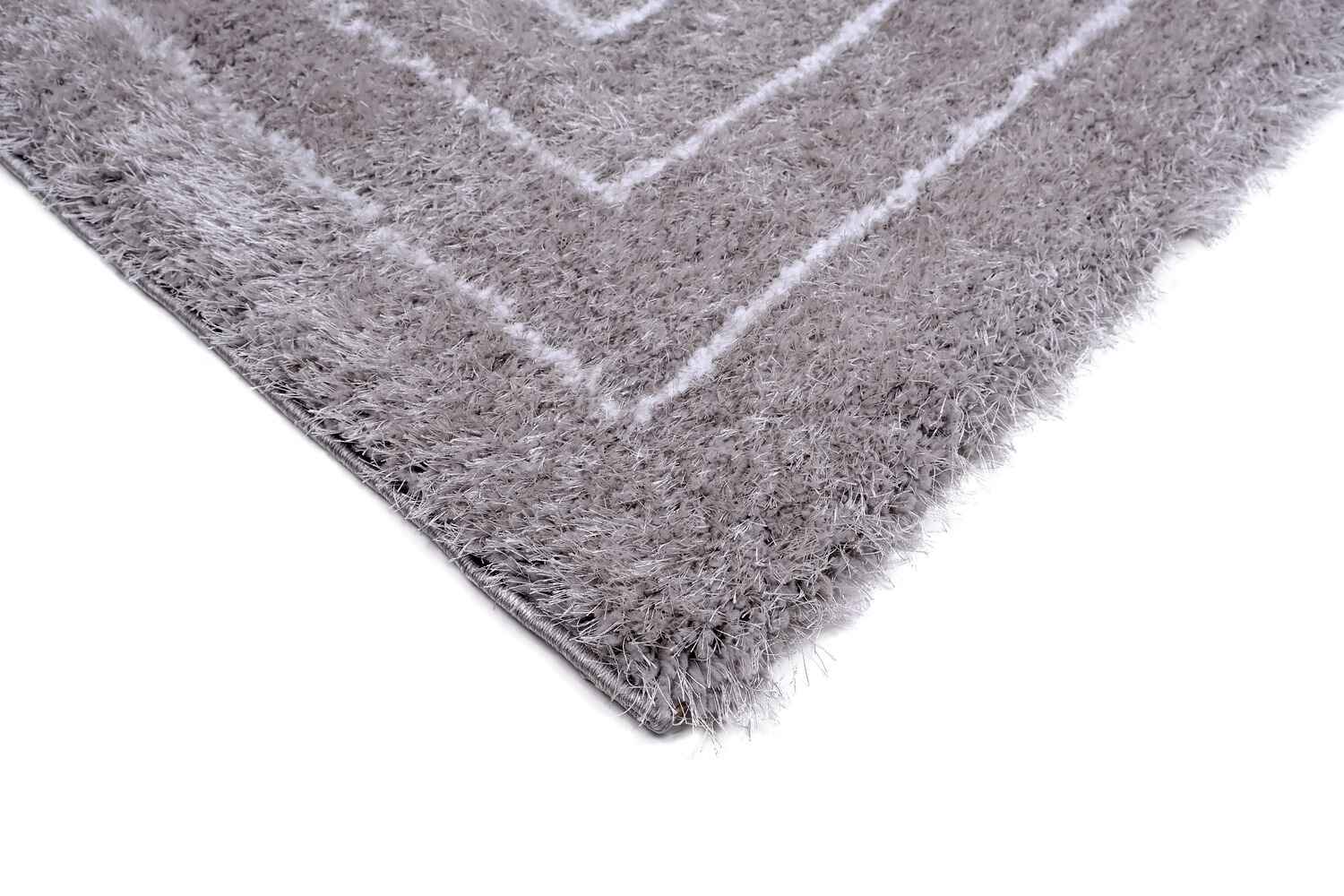 Puffy Style P301D Grey / White Modern Shaggy Area Rug