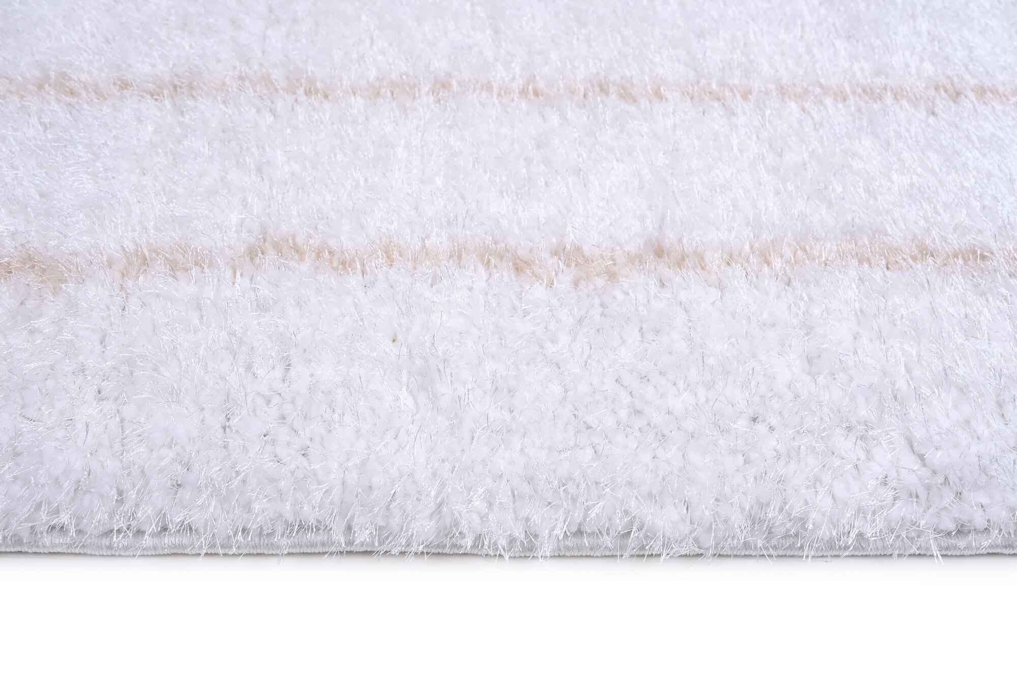 Puffy Style P301D White / Beige Modern Shaggy Area Rug