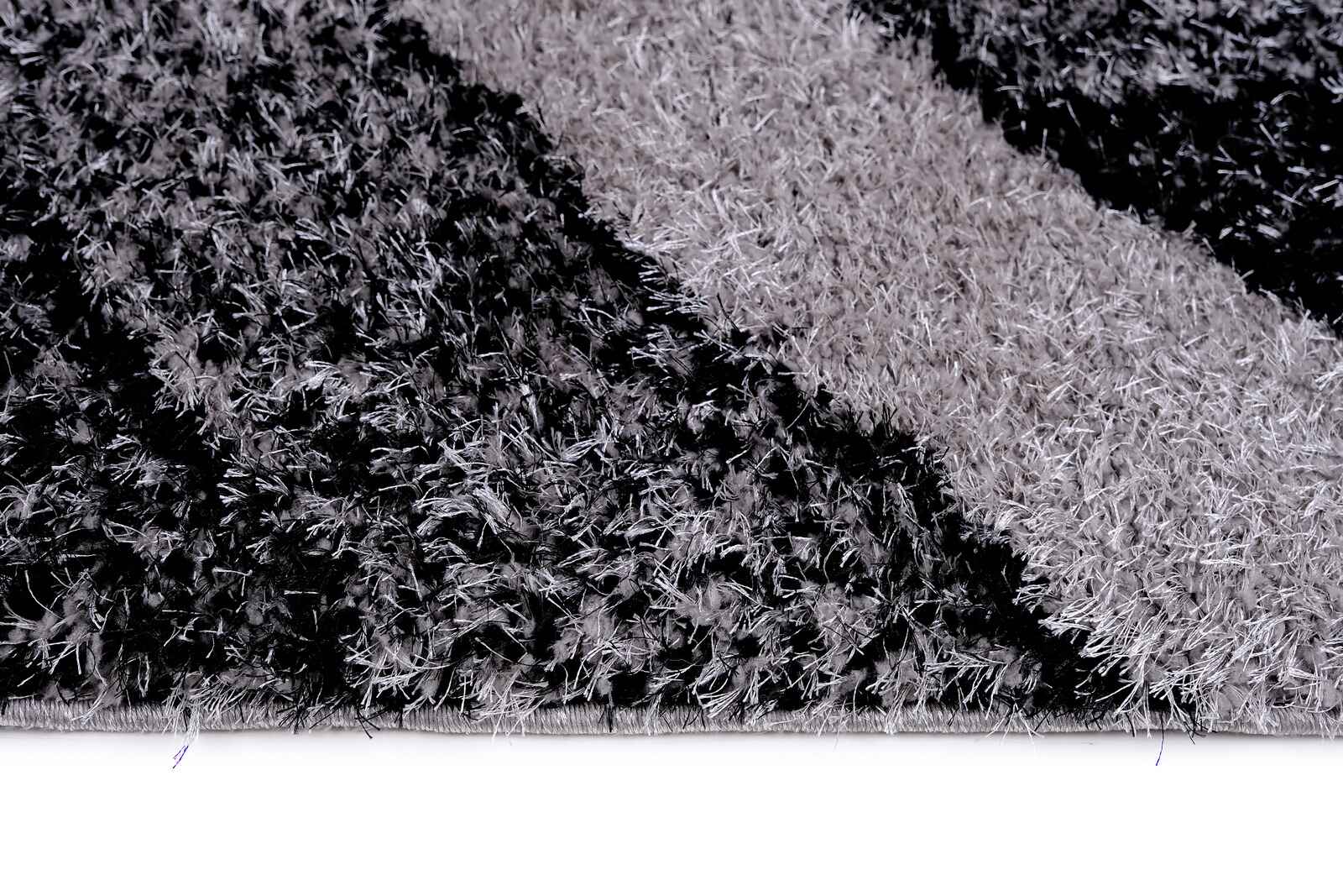 Puffy Style P304A Grey / Black Modern Shaggy Area Rug