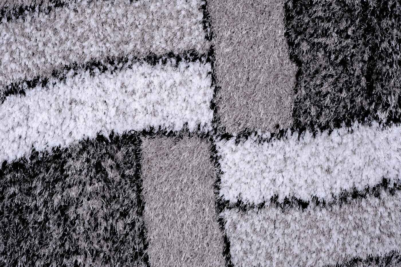 Puffy Style P304A Grey / Black Modern Shaggy Area Rug