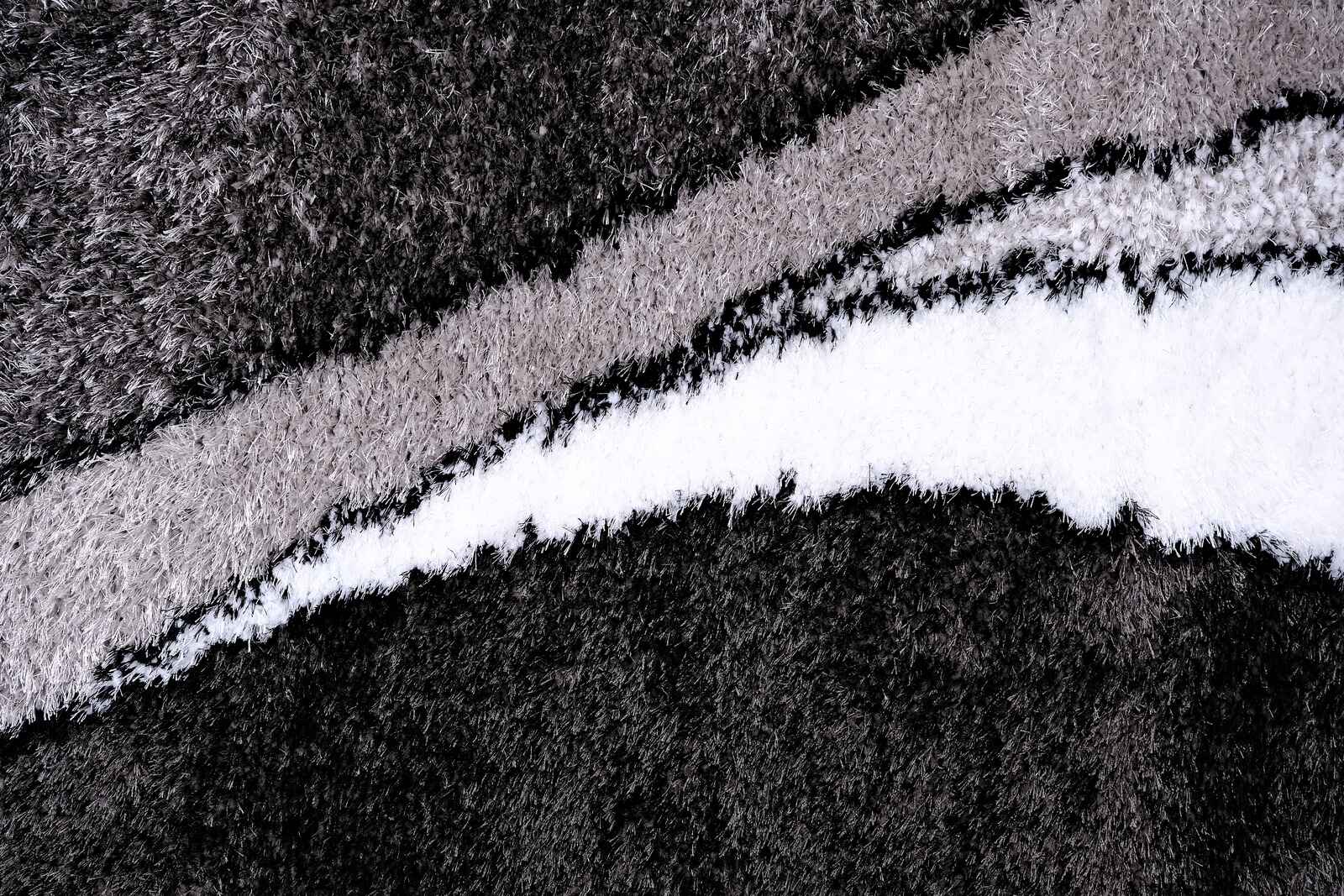 Puffy Style P925A Black / Grey Modern Shaggy Area Rug