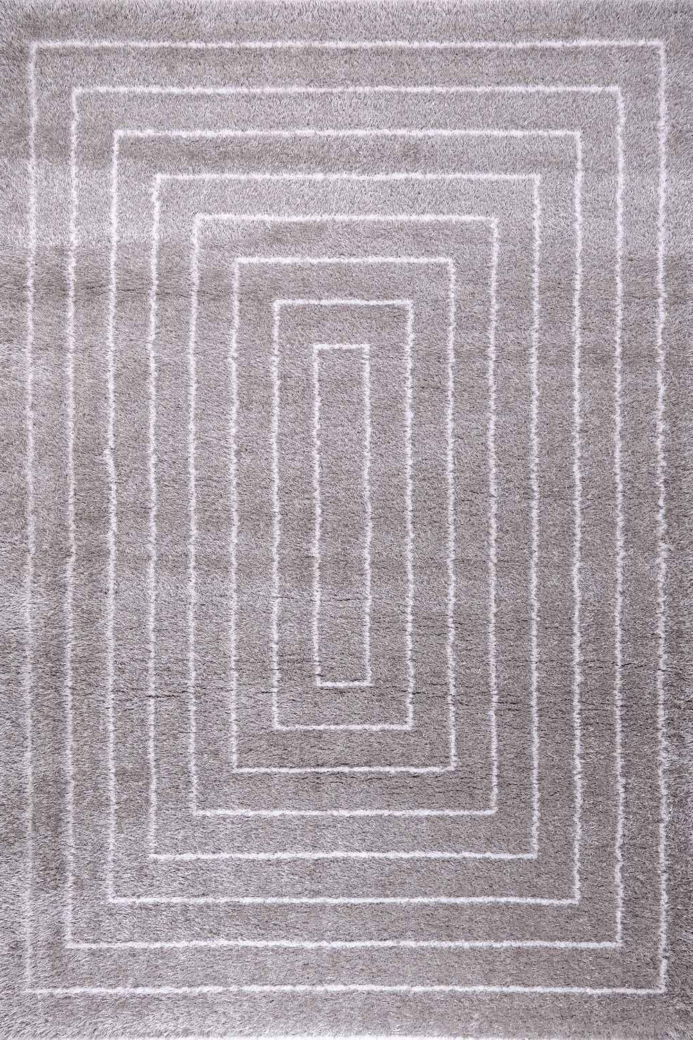 Puffy Style P301D Grey / White Modern Shaggy Area Rug