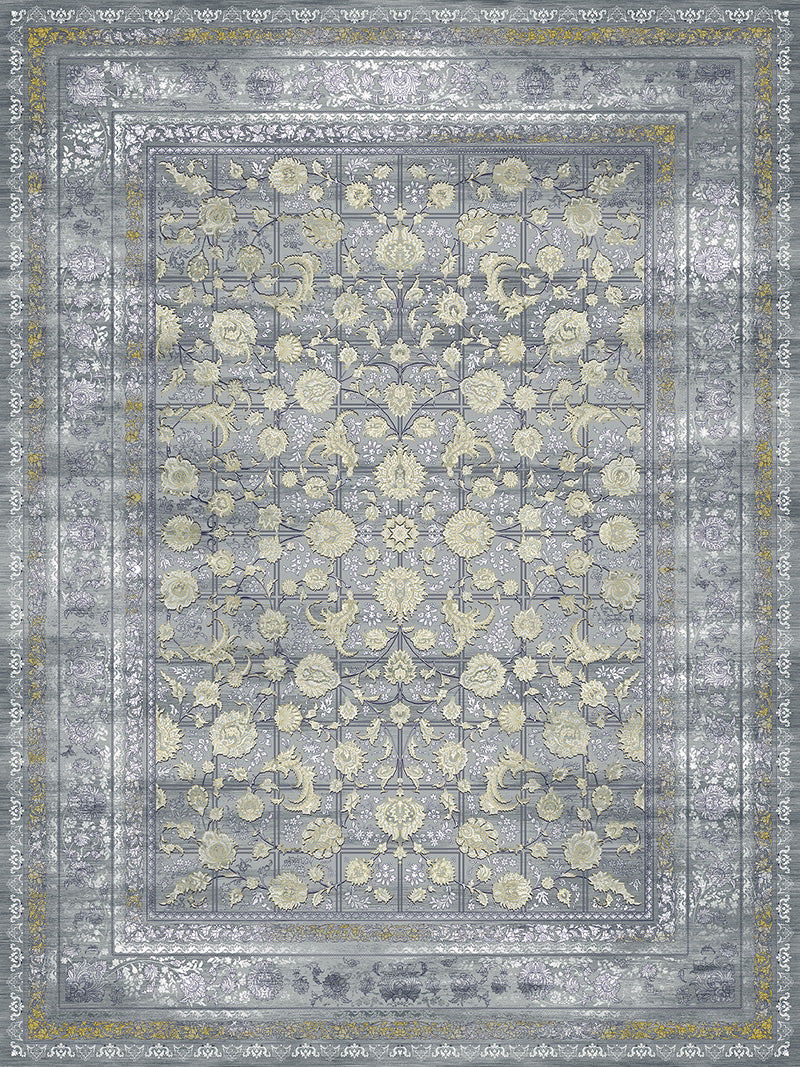 RegencyRugs Persian Silver Grey Area Rug – 7'8" X 10'8" Turkish Oriental Carpet